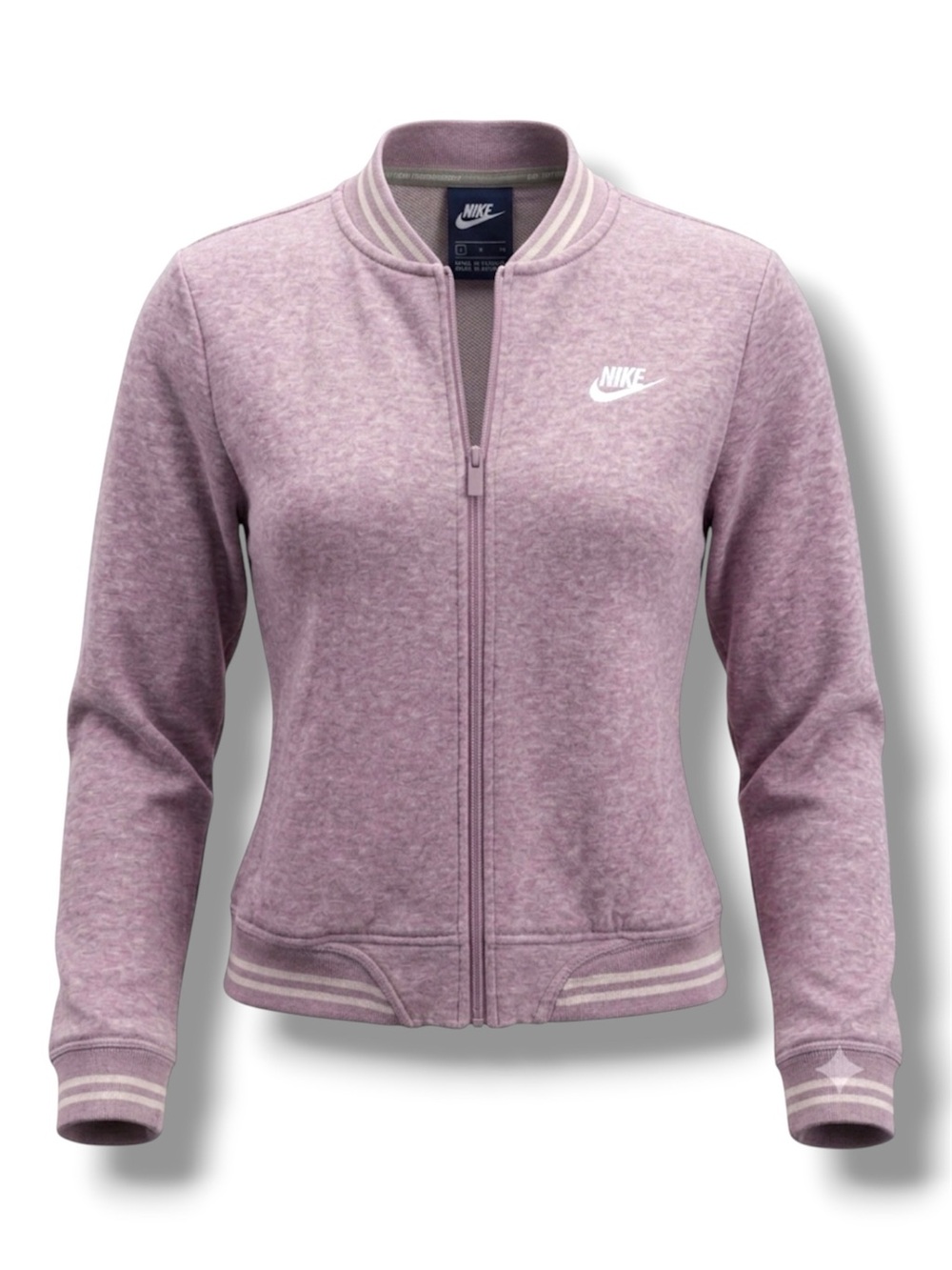 Nike Heathered Mauve Zip-Up Bomber Jacket Women’s Medium EUC